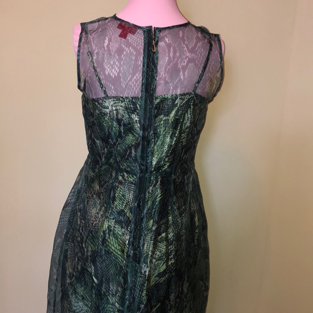 Beautiful Green Python Sheer Dress With Slip! - image 6